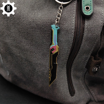 Tiny Glitchpop Dagger Metal Keychain