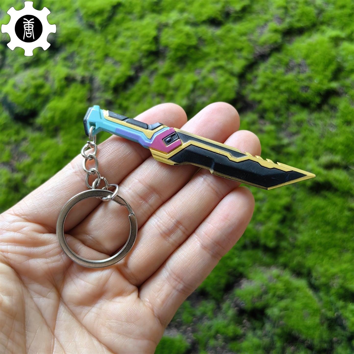 Tiny Glitchpop Dagger Metal Keychain