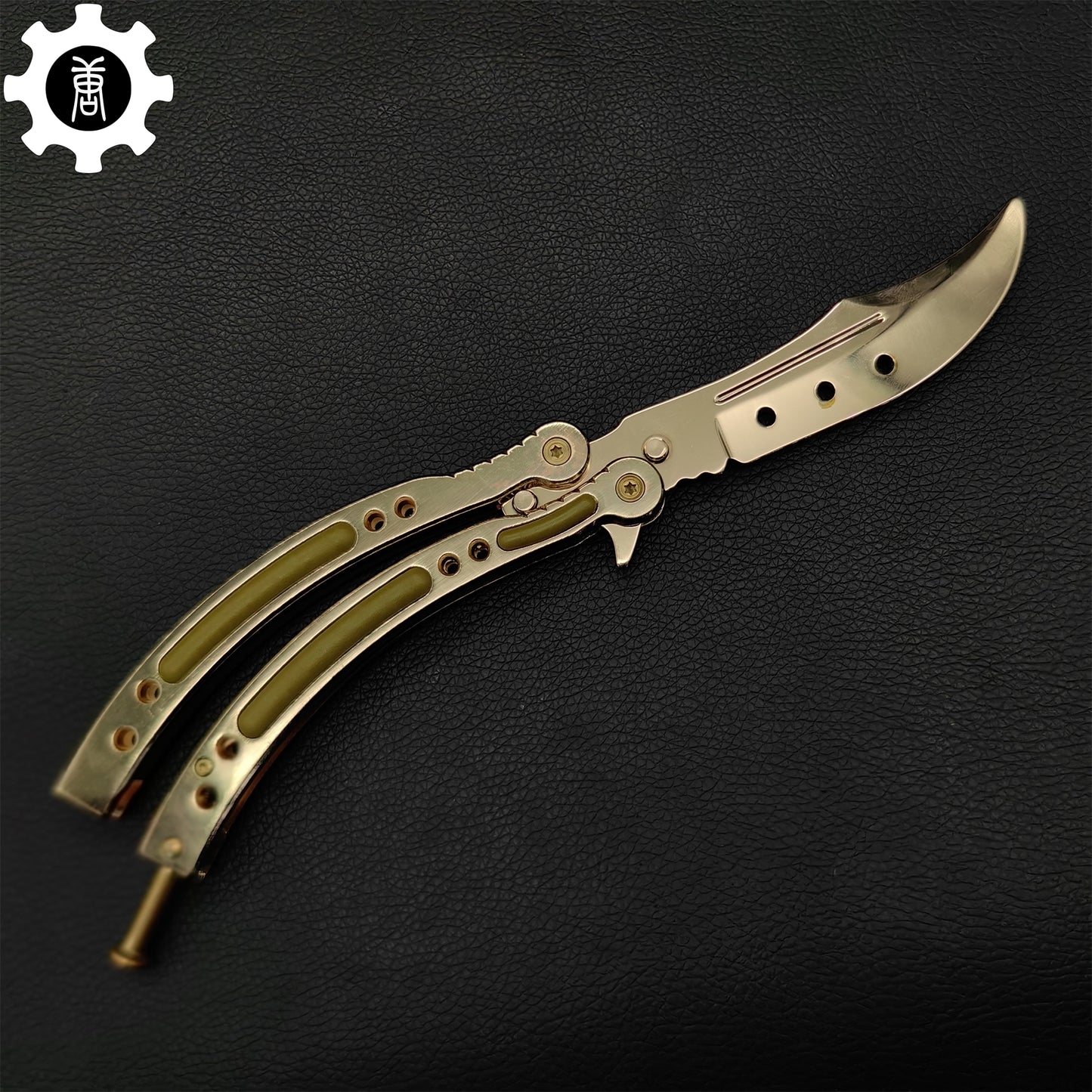 Golden Balisong Metal Butterfly Knife Game Prop 