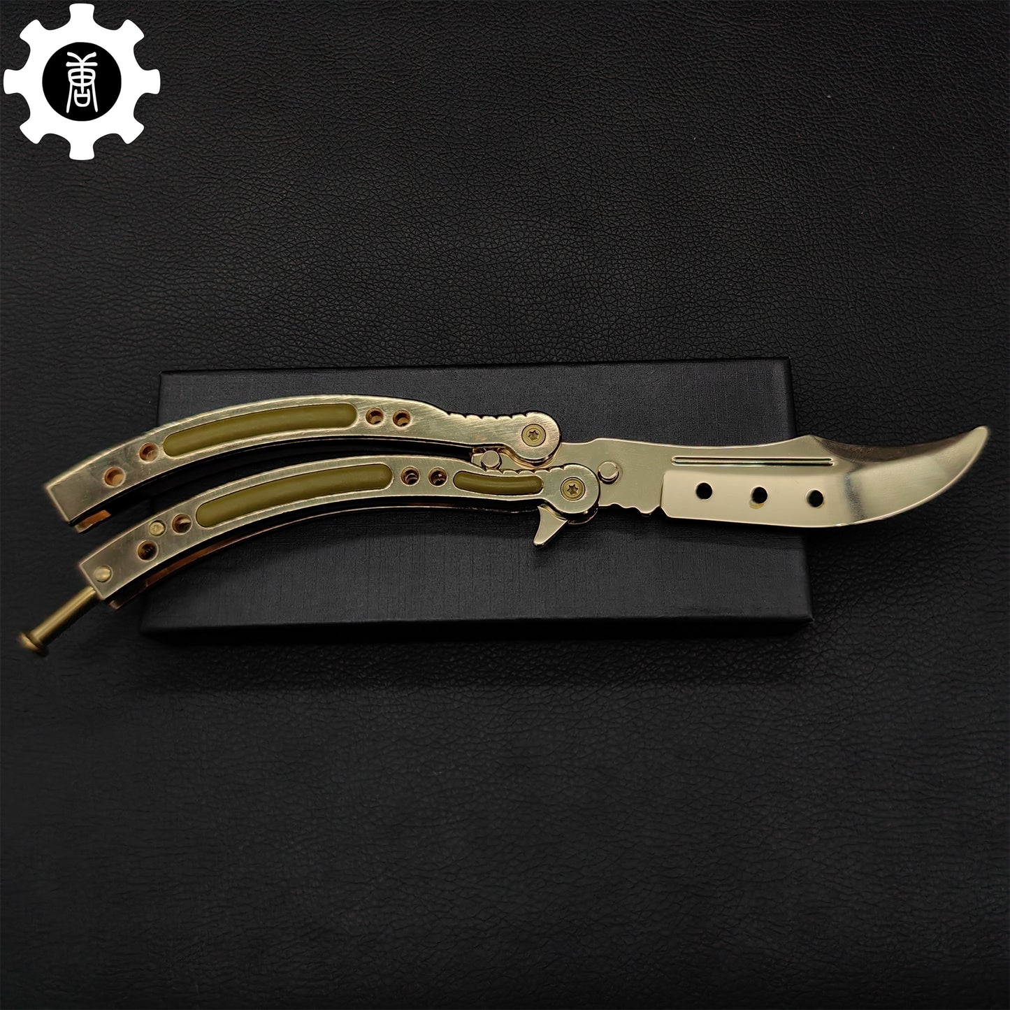Golden Balisong Metal Butterfly Knife Game Prop 