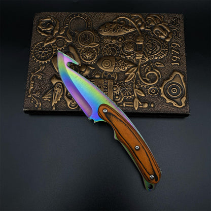 420 Steel CS Gut Knife Rainbow Titanium Outdoor Hunting Knife For Collection