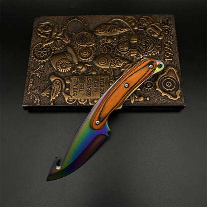 420 Steel CS Gut Knife Rainbow Titanium Outdoor Hunting Knife For Collection