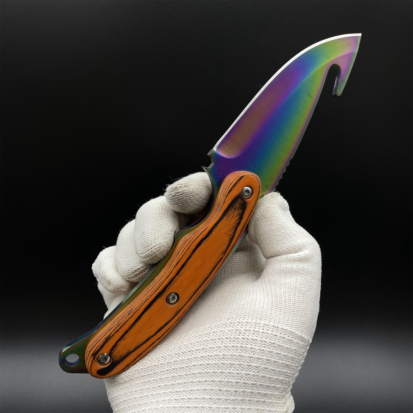 420 Steel CS Gut Knife Rainbow Titanium Outdoor Hunting Knife For Collection