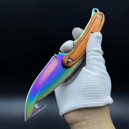 420 Steel CS Gut Knife Rainbow Titanium Outdoor Hunting Knife For Collection