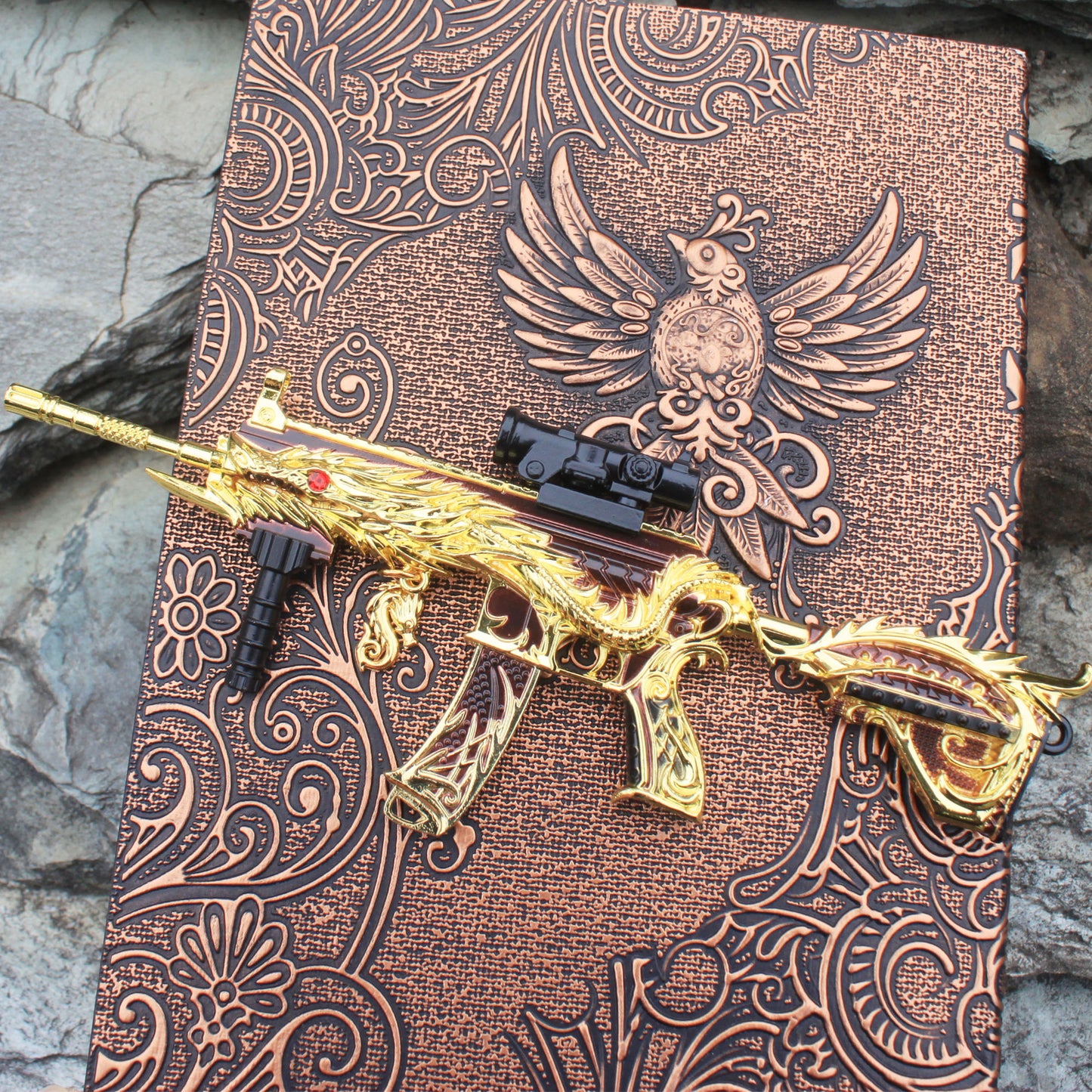 Golden Five Claw Dragon HK416 Miniature Metal Gun 20CM/7.9" 