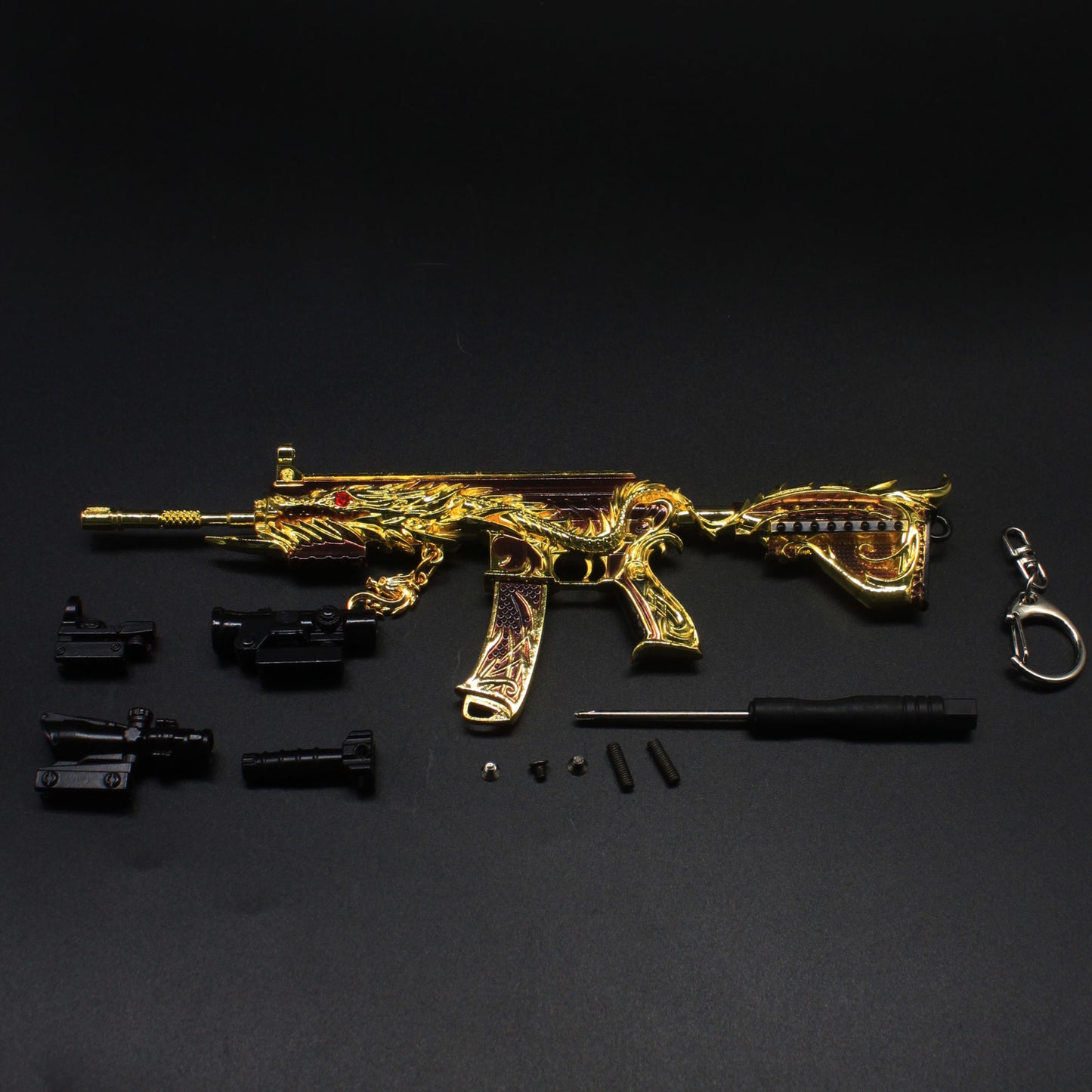 Golden Five Claw Dragon HK416 Miniature Metal Gun 20CM/7.9" 