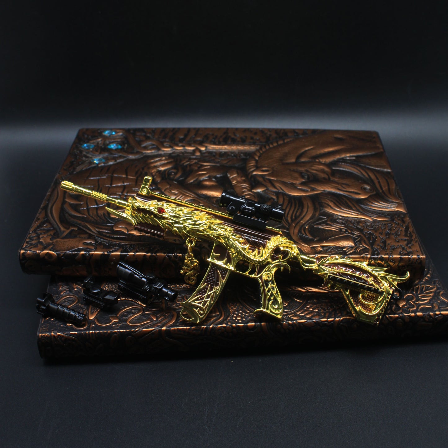 Golden Five Claw Dragon HK416 Miniature Metal Gun 20CM/7.9" 