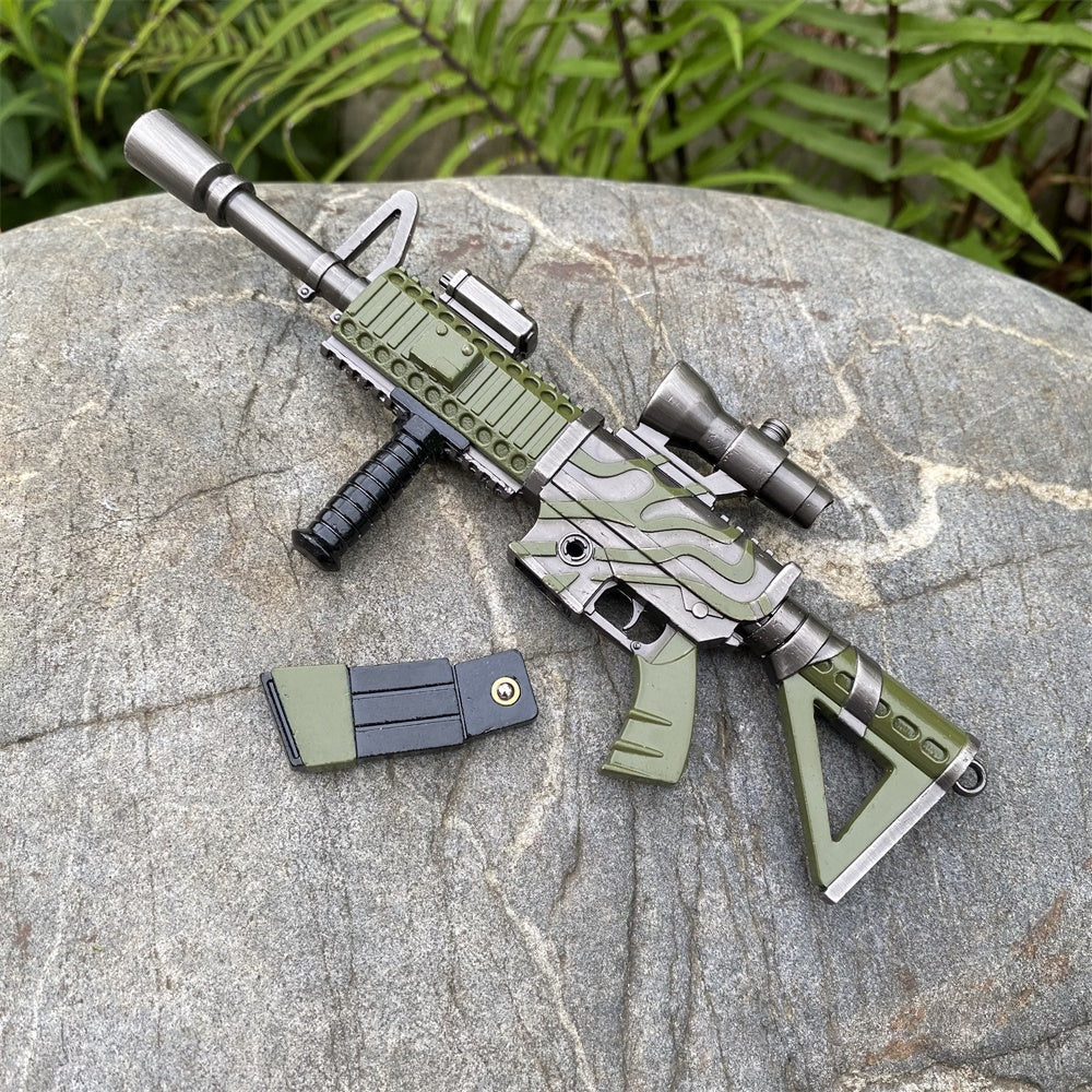 Miniature Metal HK416 Thermal Scoped Assault Rifle Jungle Skin 16.5CM/6.4"