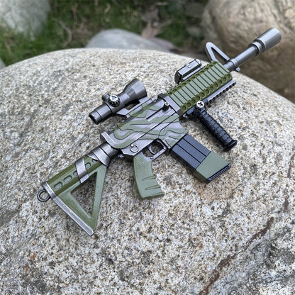 Miniature Metal HK416 Thermal Scoped Assault Rifle Jungle Skin 16.5CM/6.4"