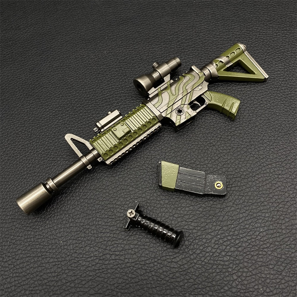 Miniature Metal HK416 Thermal Scoped Assault Rifle Jungle Skin 16.5CM/6.4"