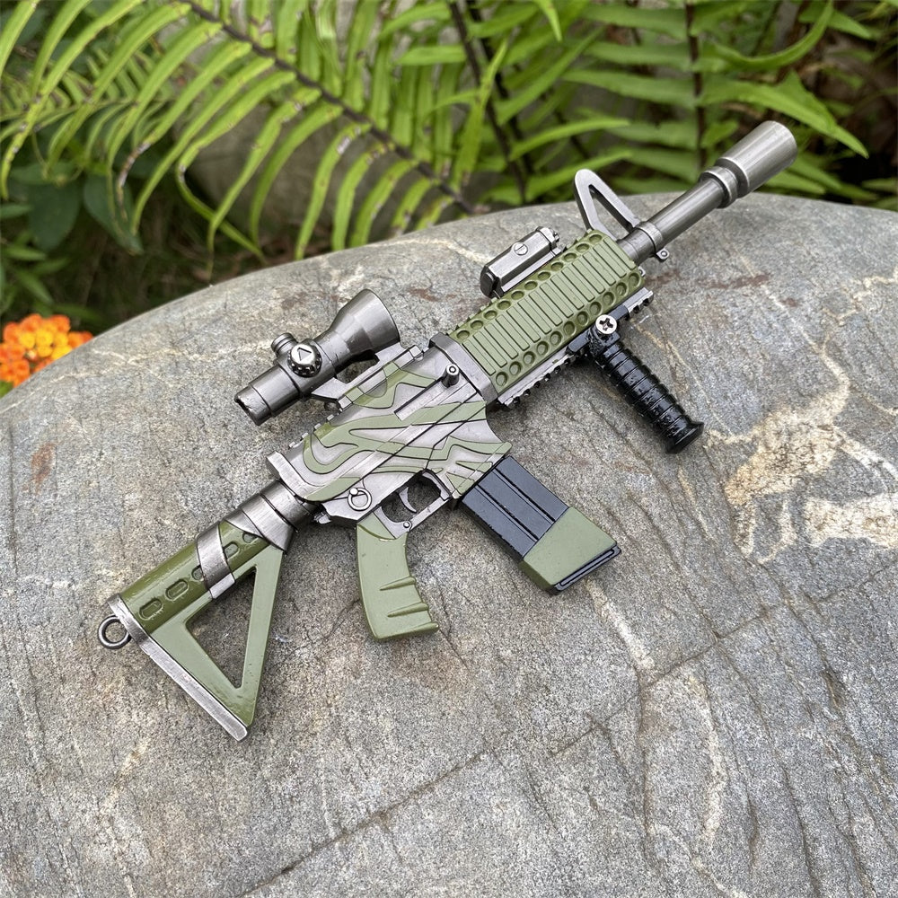 Miniature Metal HK416 Thermal Scoped Assault Rifle Jungle Skin 16.5CM/6.4"
