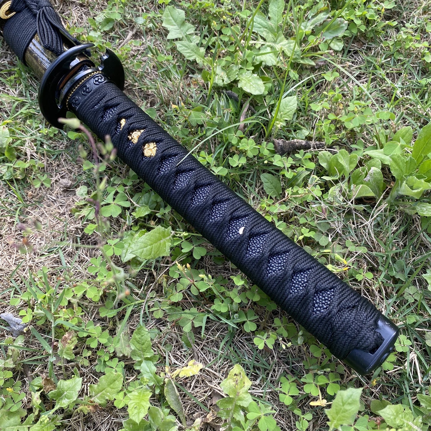 Japanese Traditional Katana Mitsudomoe Kamon Carbon Steel Blade