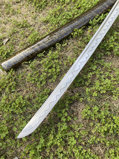 Japanese Traditional Katana Mitsudomoe Kamon Carbon Steel Blade