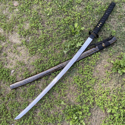 Japanese Traditional Katana Mitsudomoe Kamon Carbon Steel Blade