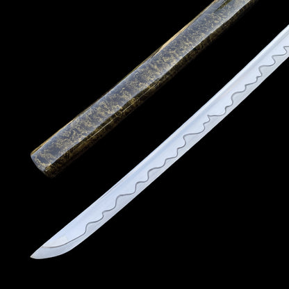 Japanese Traditional Katana Mitsudomoe Kamon Carbon Steel Blade