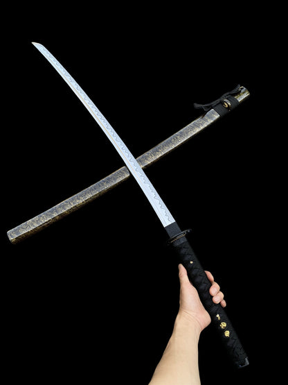 Japanese Traditional Katana Mitsudomoe Kamon Carbon Steel Blade