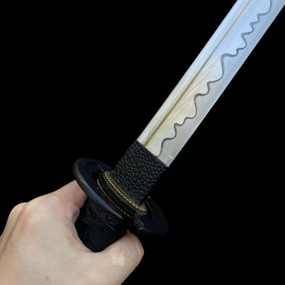 Japanese Traditional Katana Mitsudomoe Kamon Carbon Steel Blade
