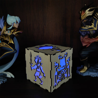 Link Master Icon Wooden Cube Light Game Desk Decor