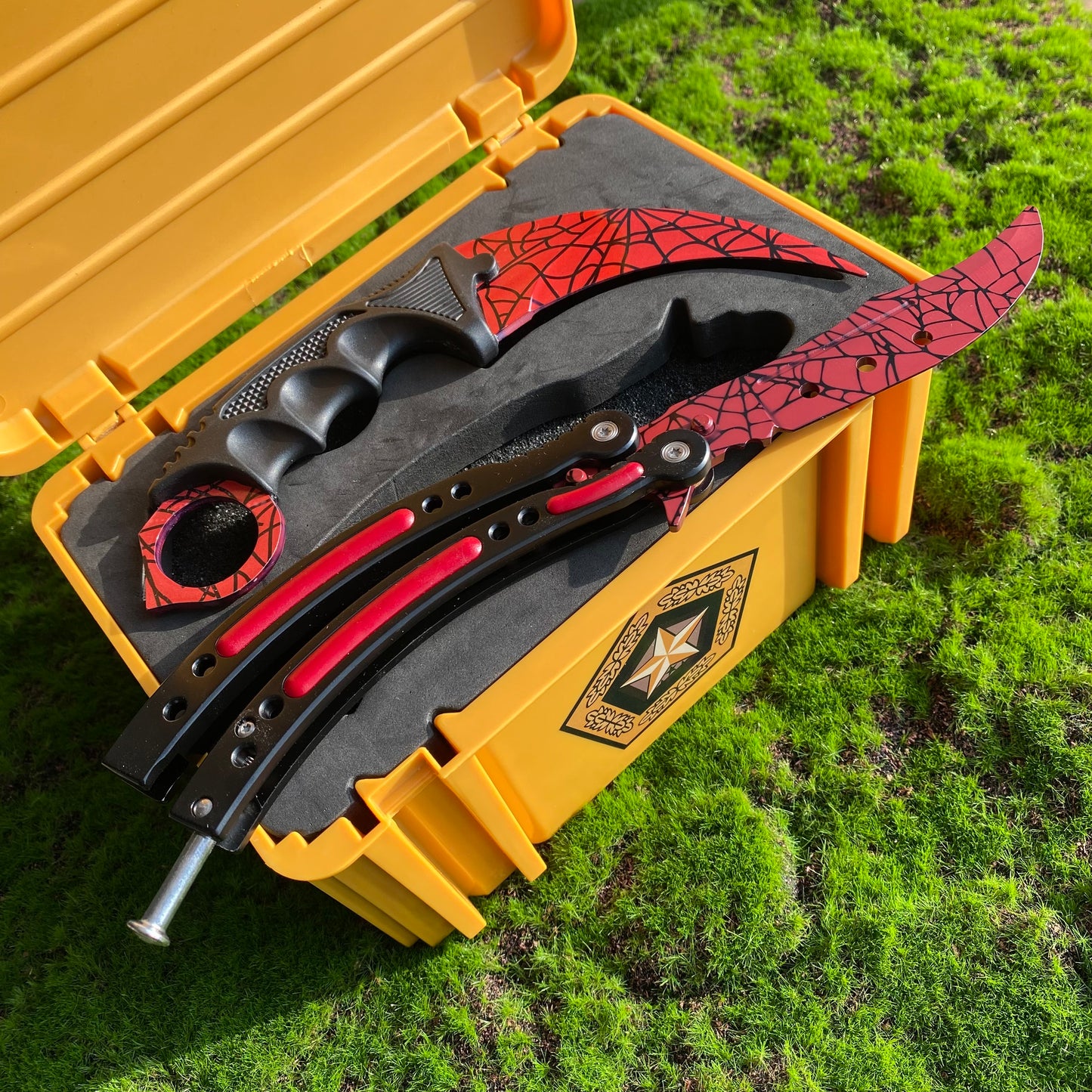Crimson Web ButterflyTrainer Blunt Blade & karambit 2 in 1 Pack Gift Box