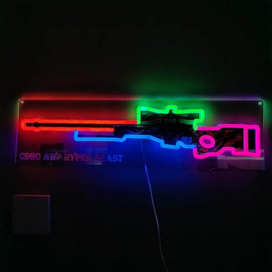 AWP Hyper Beast Sniper Gun Neon Light Wall Decor