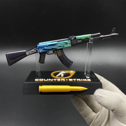 Tiny CS2 AK47 Ice Coaled Gun Miniature Metal Replica For Display