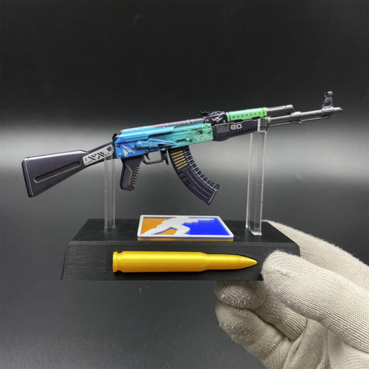 Tiny CS2 AK47 Ice Coaled Gun Miniature Metal Replica For Display