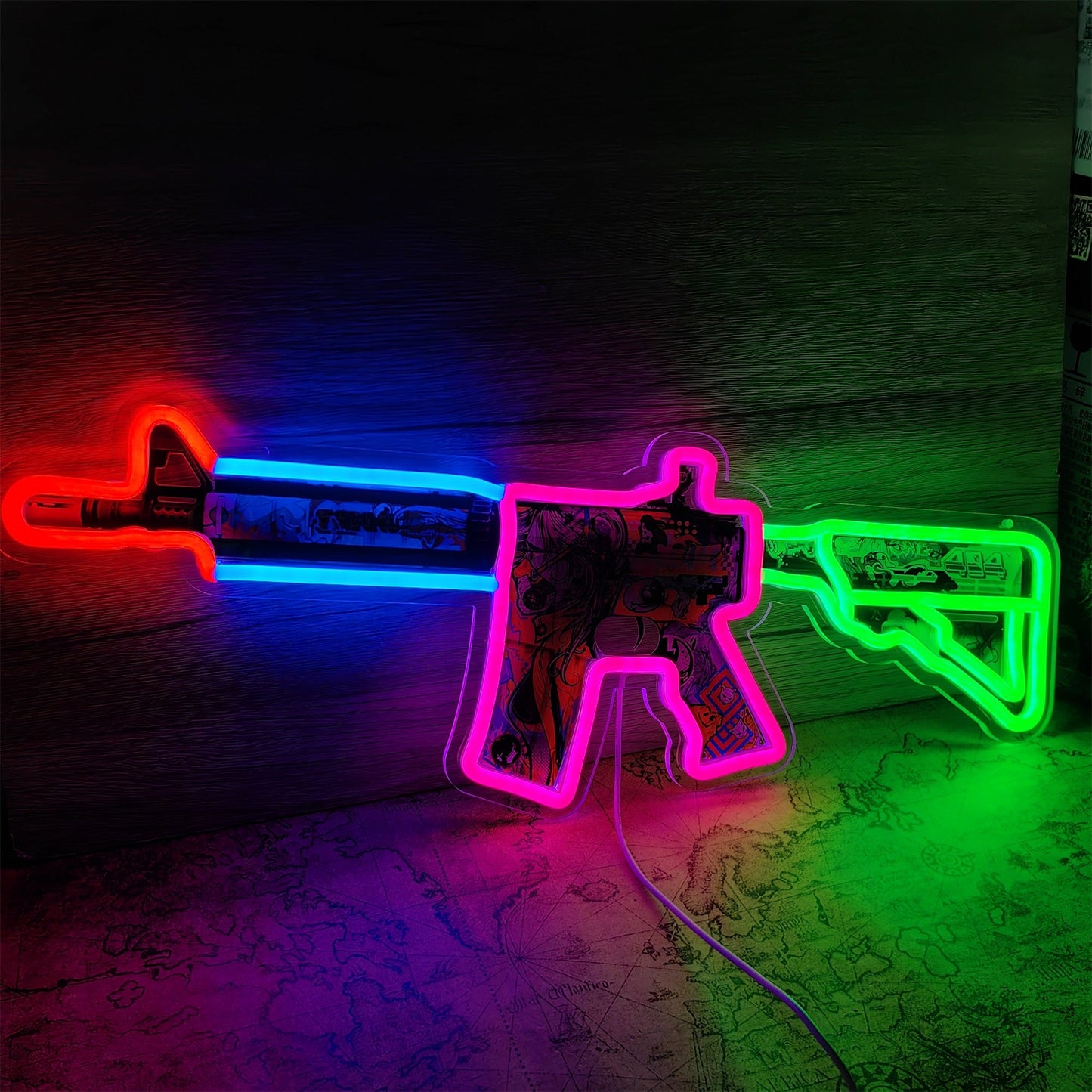 M4A4 In Living Color Rifle Neon Light Wall Decor – Leones Marvelous Items