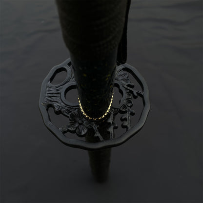 Japanese Katana Black Blade - Ink Plum Blossom
