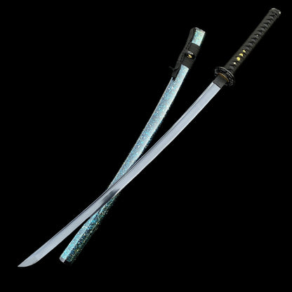 Japanese Katana Black Blade - Ink Plum Blossom
