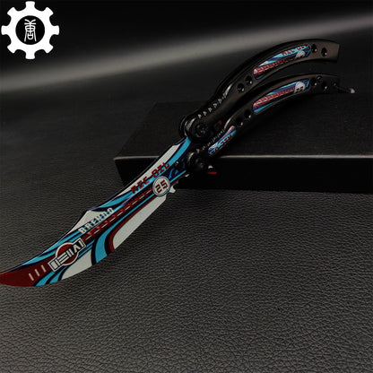 Italian Rally Pattern Balisong Metal Butterfly Knife Game Prop