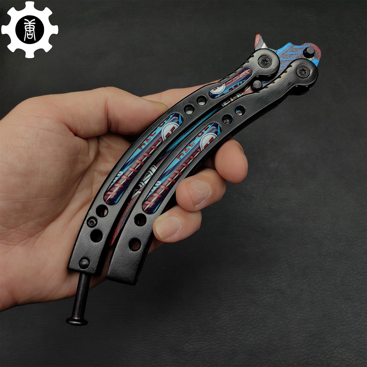 Italian Rally Pattern Balisong Metal Butterfly Knife Game Prop
