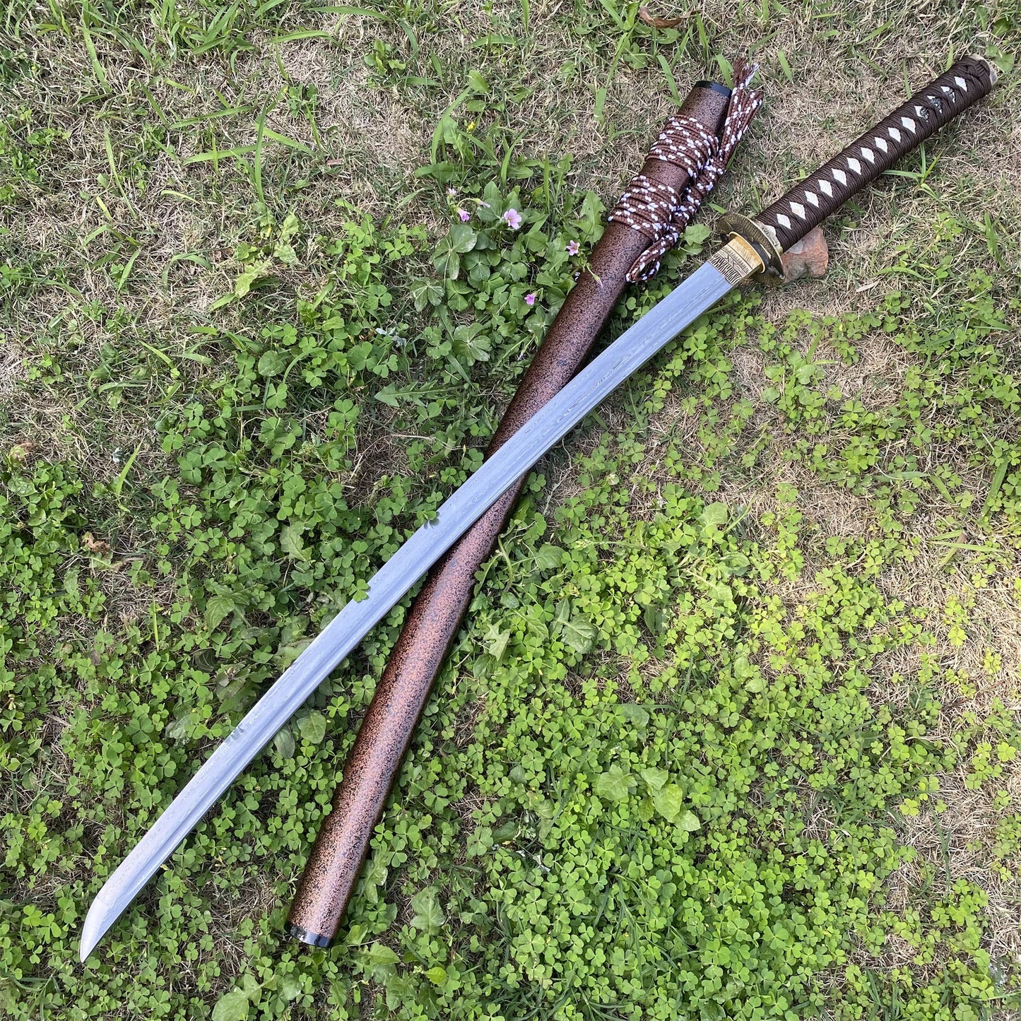 Damascus Steel Samurai Katana - Carp Fish Tsuba