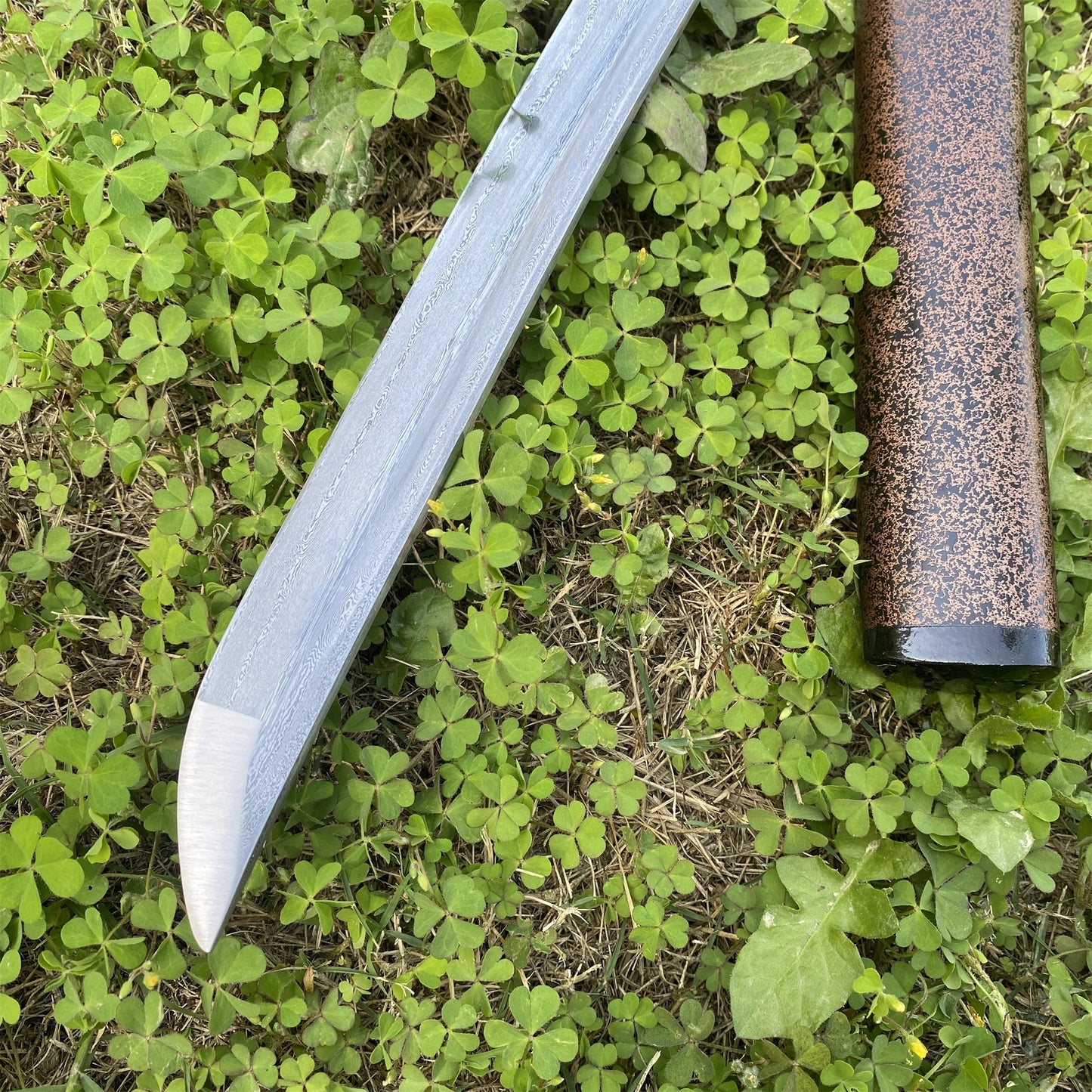 Damascus Steel Samurai Katana - Carp Fish Tsuba