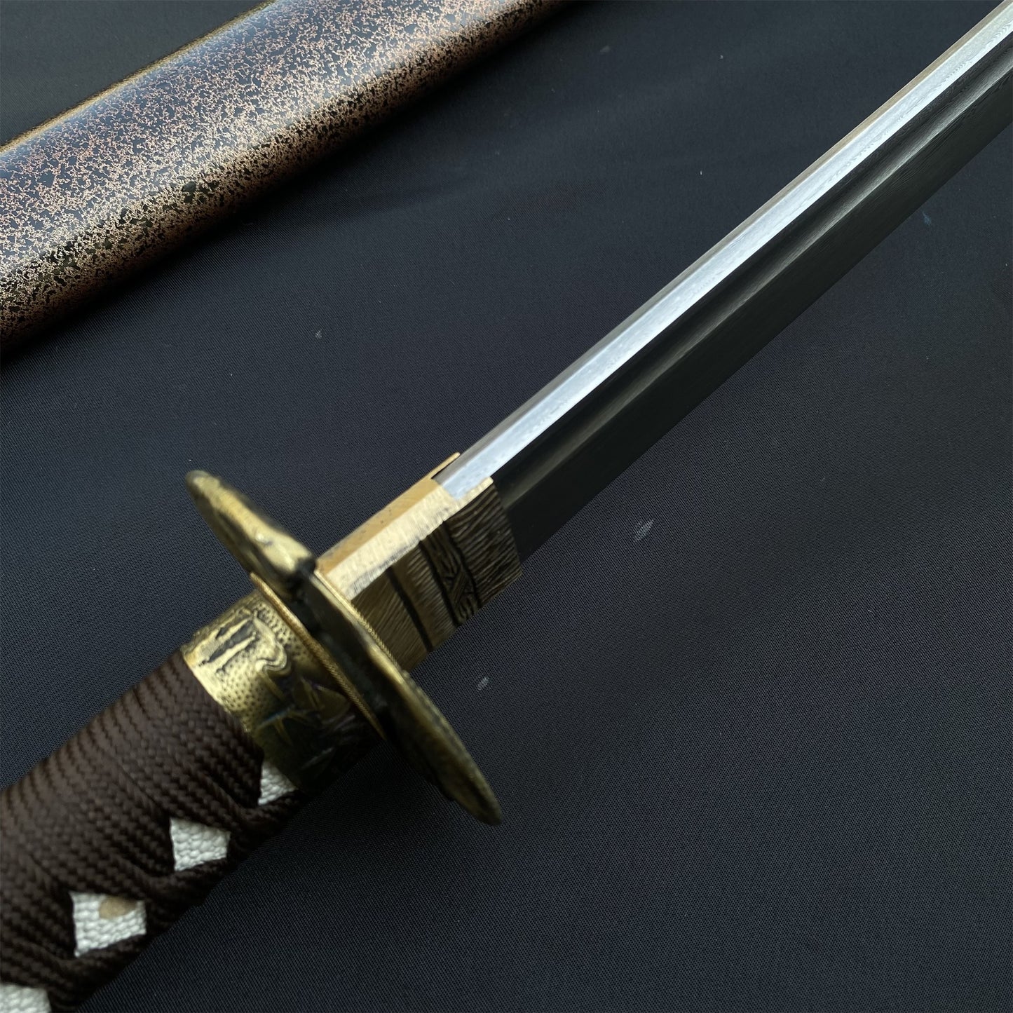 Damascus Steel Samurai Katana - Carp Fish Tsuba