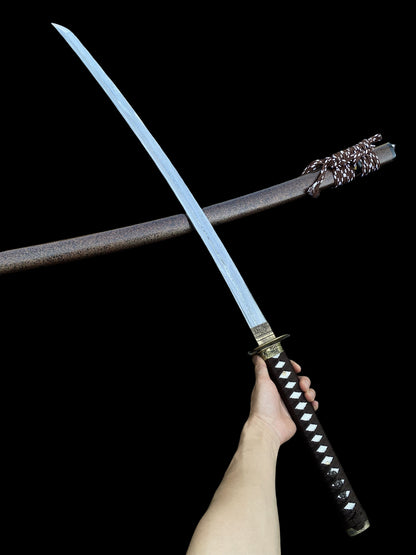 Damascus Steel Samurai Katana - Carp Fish Tsuba