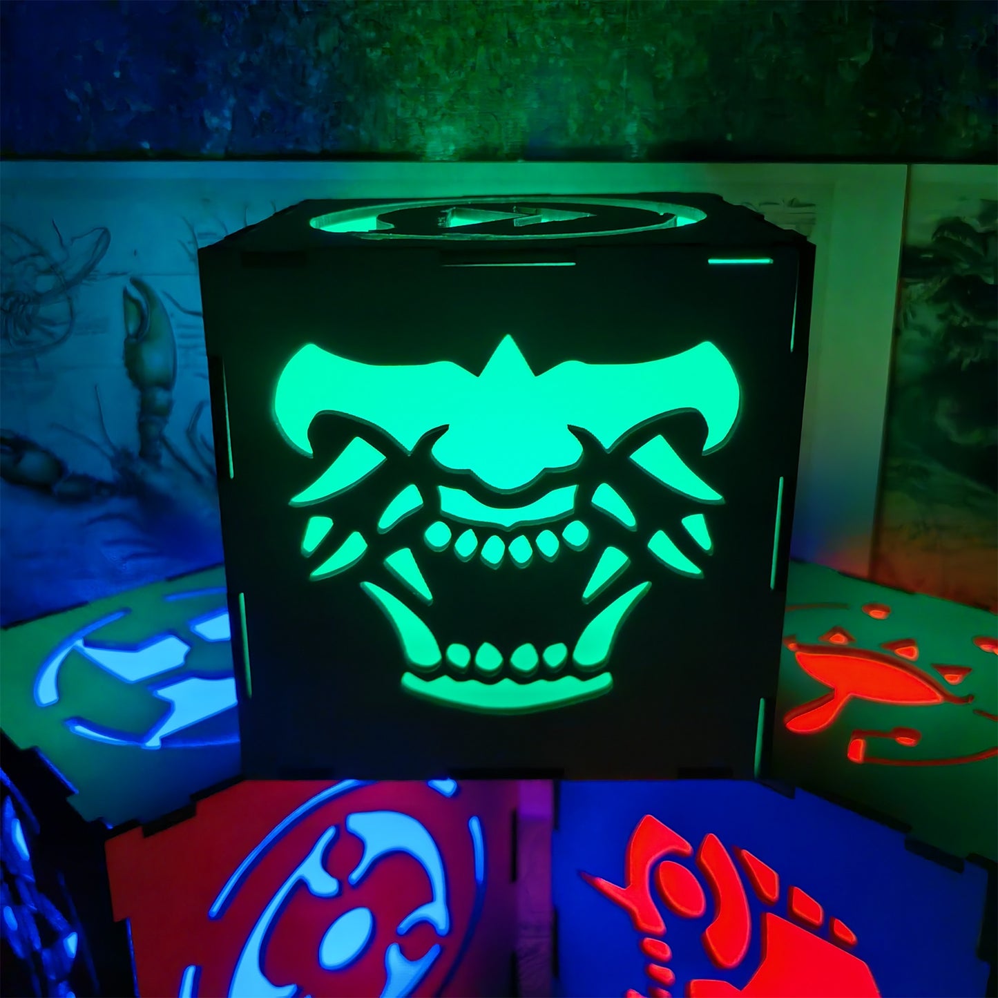 Samurai Mask Inspired Wooden Lantern Desk Decor