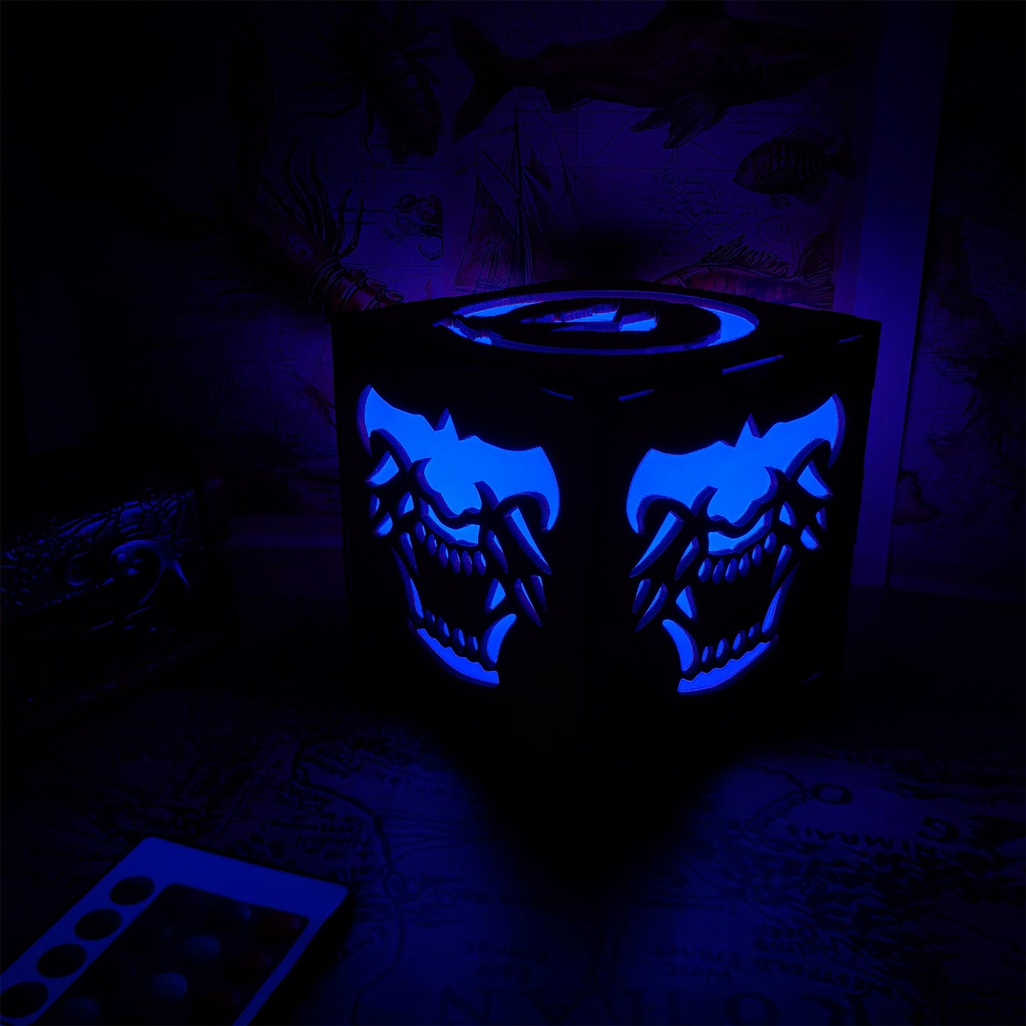 Samurai Mask Inspired Wooden Lantern Desk Decor