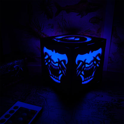 Samurai Mask Inspired Wooden Lantern Desk Decor