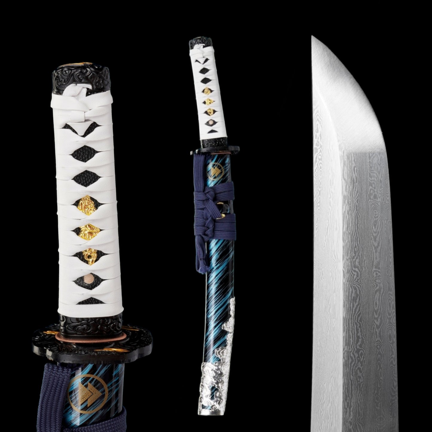 Damascus Steel Tsushima Ghost Lord Jin Sakai Katana Tanto 2 in 1 Pack