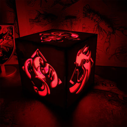 Kaveh Inspired Wooden Cube Light Desk Decor
