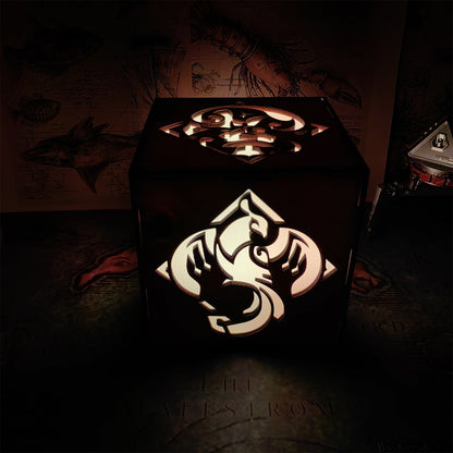 Kaveh Inspired Wooden Cube Light Desk Decor