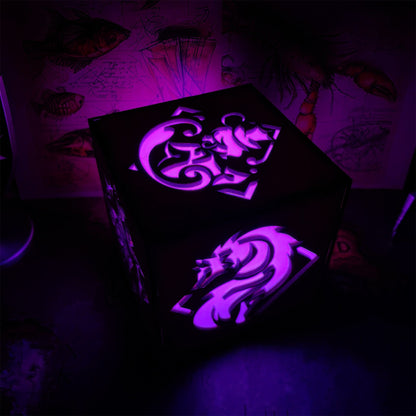 Kaveh Inspired Wooden Cube Light Desk Decor