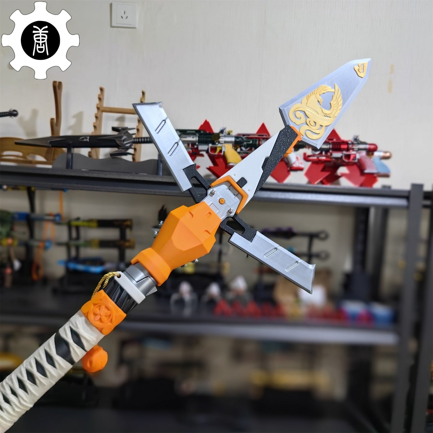 3D Printed Life-Size Valkyrie Heirloom Suzaku Spear Cosplay Prop