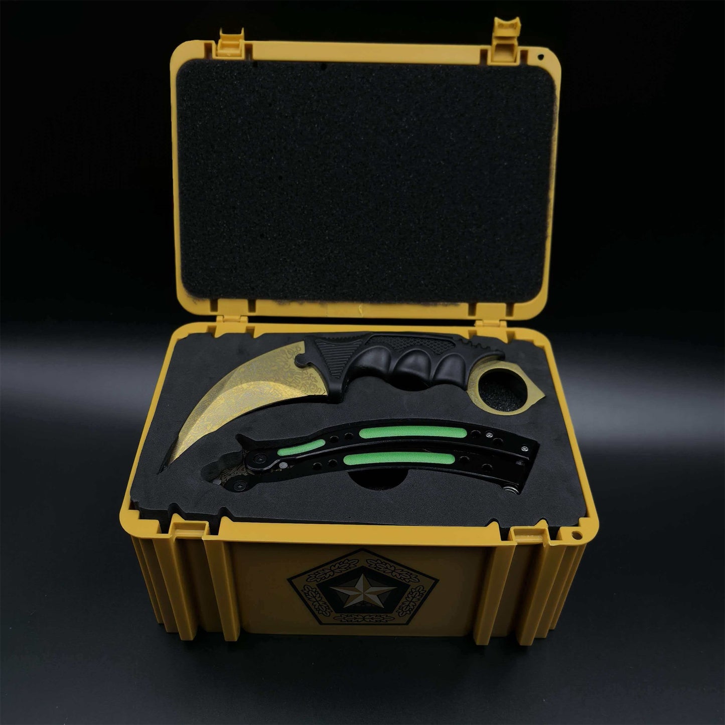 Fade Doppler Lore Case Hardened Gamma Case Balisong Karambit 2 in 1 Gift Box