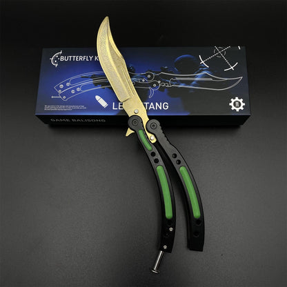CS Butterfly Knife Lore Unsharpened Balisong Trainer - Dull Blade Display Prop