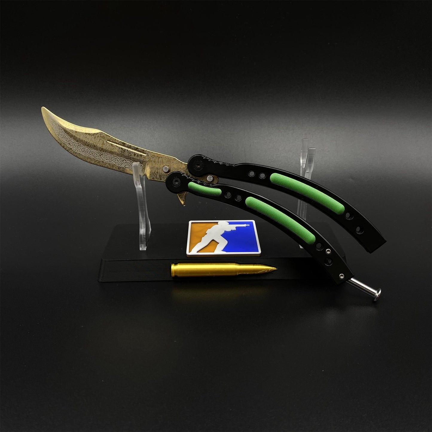 CS Butterfly Knife Lore Unsharpened Balisong Trainer - Dull Blade Display Prop