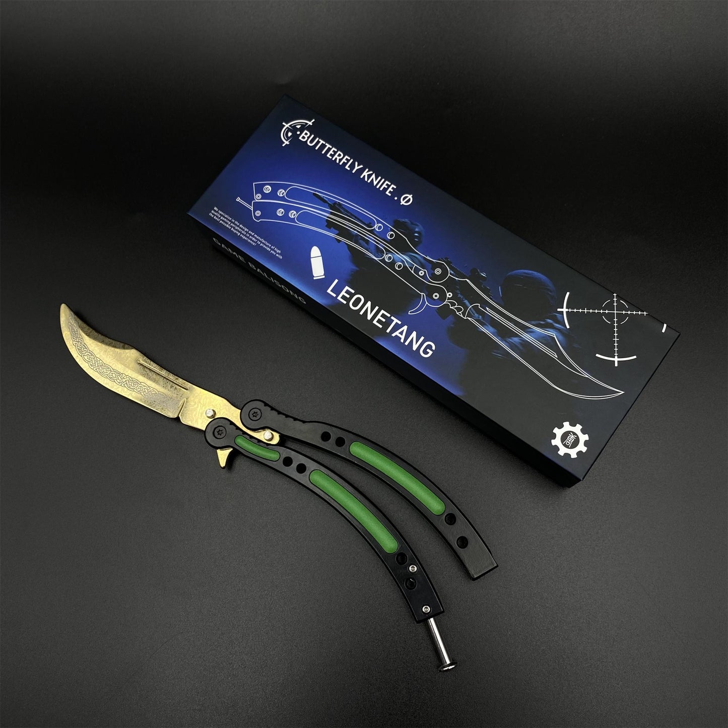 CS Butterfly Knife Lore Unsharpened Balisong Trainer - Dull Blade Display Prop