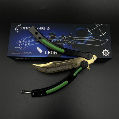 CS Butterfly Knife Lore Unsharpened Balisong Trainer - Dull Blade Display Prop
