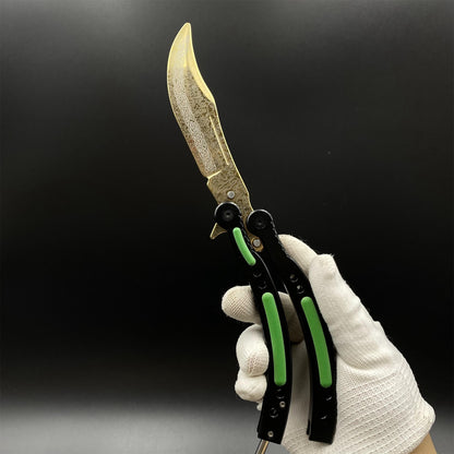 CS Butterfly Knife Lore Unsharpened Balisong Trainer - Dull Blade Display Prop
