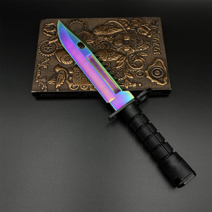 Life-Size CS Rainbow Titanium Fade M9 Bayonet 420 Steel Dull Blade Replica For Collection